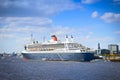 HAMBURG, GERMANY - SEPTEMBER 28, 2016: Queen Mary 2 cruise ship Royalty Free Stock Photo