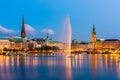 Hamburg Germany Skyline at dusk Royalty Free Stock Photo