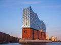 Hamburg, Germany. View at the Elbphilharmonie, a famous concert hall and at the modern hotel