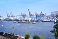 Hamburg harbor, birthday parade with various ships