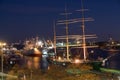 Hamburg harbor at night Royalty Free Stock Photo