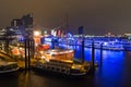 Hamburg harbor ships germany at night Royalty Free Stock Photo