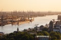 Hamburg Harbor Sunset Royalty Free Stock Photo