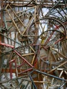 Street art, bicycle scrap, rusted parts of old bicycles