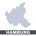 Hamburg outline map. Vector map of Hamburg city area borders with shadow