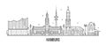 Hamburg skyline silhouette vector linear style