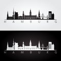 Hamburg skyline and landmarks silhouette