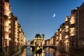 Hamburg Speicherstadt at night Royalty Free Stock Photo