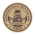 Stamp with Warehouse district building, Hamburg