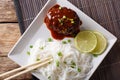 Hamburg Steak orÃ¯Â¿Â½Hambagu with garnish of rice vermicelli close- Royalty Free Stock Photo