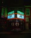 Hamburg Strand Theater neon sign at night, Hamburg, Pennsylvania Royalty Free Stock Photo