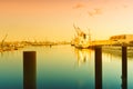 Hamburg, view on Hansahafen, harbour district, cargo sh