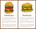 Hamburger Meal Posters Set Vector Illustration