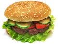 Hamburger with bacon, tomato, onions and lettuce isolated Royalty Free Stock Photo