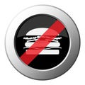 Hamburger - ban round metal button, white icon Royalty Free Stock Photo