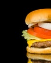 Hamburger on Black Royalty Free Stock Photo