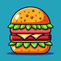 Hamburger on a blue background
