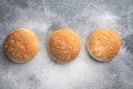 Hamburger bread Homemade Brioche Hamburger Buns, on gray background, top view flat lay, with copy space for text Royalty Free Stock Photo
