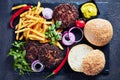 Hamburger Building Kit on a slate tray Royalty Free Stock Photo