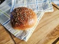 Hamburger bun with sesame seeds Royalty Free Stock Photo