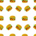 Hamburger, burger, cheeseburger vector seamless pattern Royalty Free Stock Photo