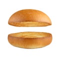 Hamburger burger empty bun isolated at white Royalty Free Stock Photo