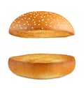 Hamburger burger empty bun isolated at white Royalty Free Stock Photo