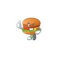 Hamburger cartoon character making Thumbs up finger