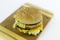 Hamburger on a chopping table