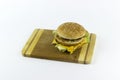 Hamburger on a chopping table