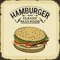 Hamburger classic fast food color vector illustration