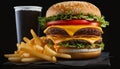 hamburger, cola and fries, generative ai