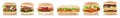 Hamburger collection set cheeseburger cheese isolated in a row Royalty Free Stock Photo