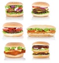 Hamburger collection set cheeseburger cheese isolated Royalty Free Stock Photo