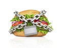 Hamburger constrained with chain. Royalty Free Stock Photo