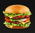 Hamburger, 3d realistic vector icon