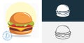 hamburger design isolated icon. line, solid food design element