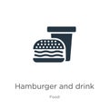 Hamburger and drink icon vector. Trendy flat hamburger and drink icon from food collection isolated on white background. Vector Royalty Free Stock Photo