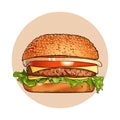 Hamburger. Fast food.. Classic Cheeseburger. Royalty Free Stock Photo