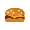 Hamburger flat style vector illustration. Burger fast food.