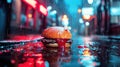 Hamburger on the floor. Generative AI