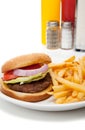 Hamburger and french fries diner set-up Royalty Free Stock Photo