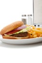 Hamburger and french fries diner set-up Royalty Free Stock Photo