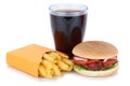 Hamburger and french fries menu meal combo cola drink fast food Royalty Free Stock Photo