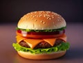 Hamburger fresh burger fast food with beef and cheddar cheese