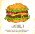 Hamburger with Fresh Salad and Buns Color Banner