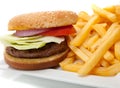 Hamburger and fries Royalty Free Stock Photo