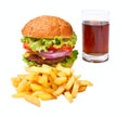 Hamburger, fries and cola Royalty Free Stock Photo