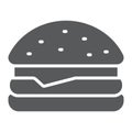 Hamburger glyph icon, food and bakery, fast food sign, vector graphics, a solid pattern on a white background.
