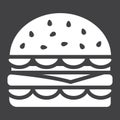 Hamburger glyph icon, food and drink, fast food